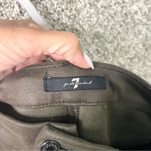 7 For All Mankind Pants Women’s 27 Green Suede Skinny - Picture 3 of 10